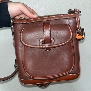 Dooney & Bourke Brown Leather Crossbody Bag | Front Pocket | Adjustable Strap